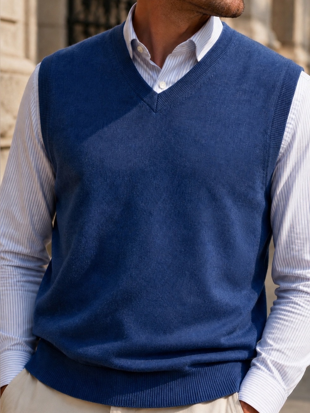 100% Merino Wool Sweater Vest Men’s M NWT Blue Hart Schaffner Marx